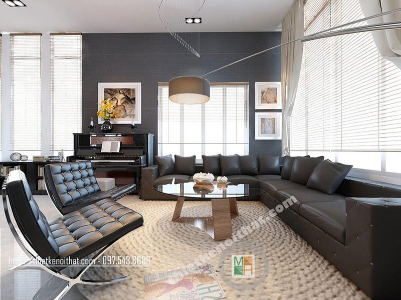 Thiết kế nội thất phòng khách hiện đại tại biệt thự Văn Khê Hà Đông