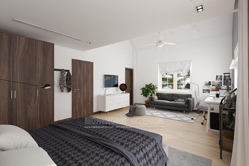 Mẫu cửa gỗ công nghiệp đẹp hiện đại cho phòng ngủ nhà biệt thự