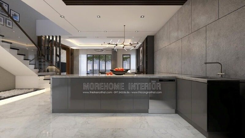 Xu hướng trang trí nội thất bàn đảo bếp tách riêng với phòng bếp tuy mới lạ nhưng khá tiện nghi khoa học sẽ phù hợp với không ít không gian hiện đại như nhà phố biệt thự.