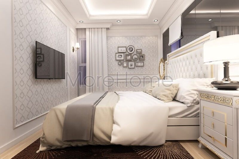 Thiết kế nội thất phòng ngủ chung cư đẹp với phong cách tân cổ điển