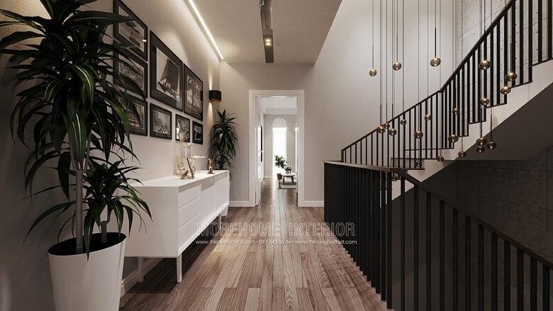 Mẫu cầu thang sắt mặt gỗ đẹp hiện đại cho biệt thự, nhà phố, văn phòng, khách sạn