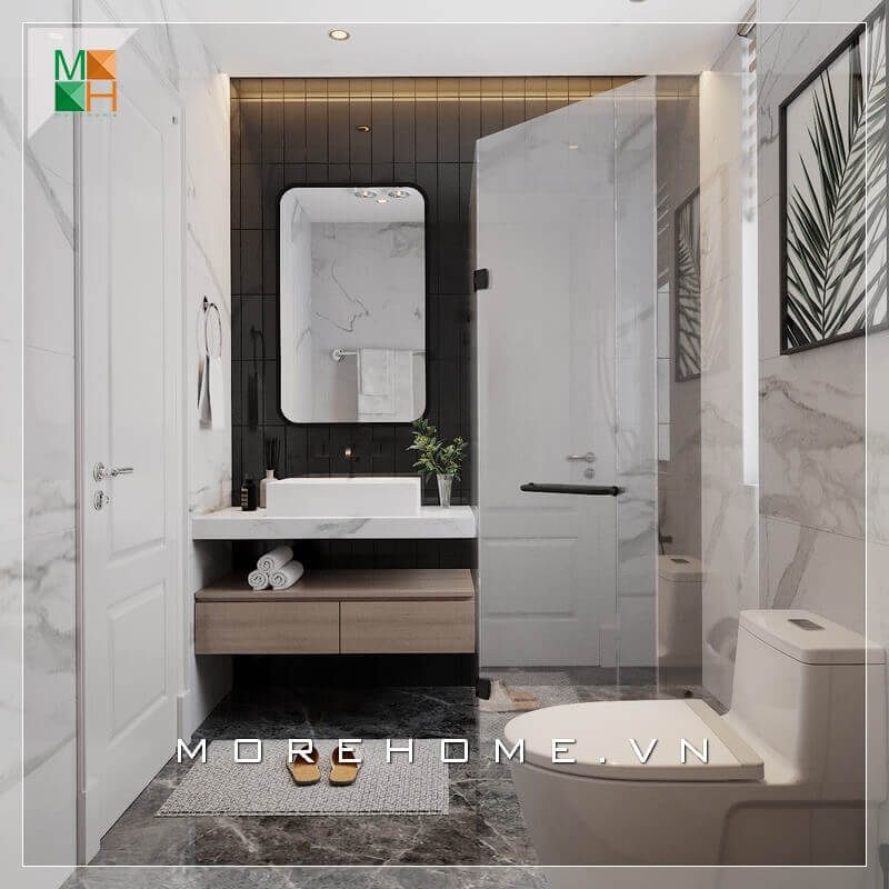 Mẫu gương phòng tắm được thiết kế hiện đại trẻ trung cho chung cư, nhà phố